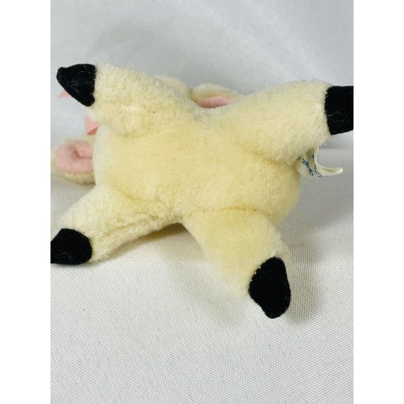 R Dakin Wool Pile Lamb 3.5” Mini Plush Ornament Sheep With Pink Bow Vintage - Picture 7 of 10